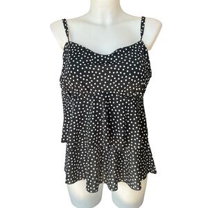 Christina Black & White Polka Dot Plus Size Tankini Size 18